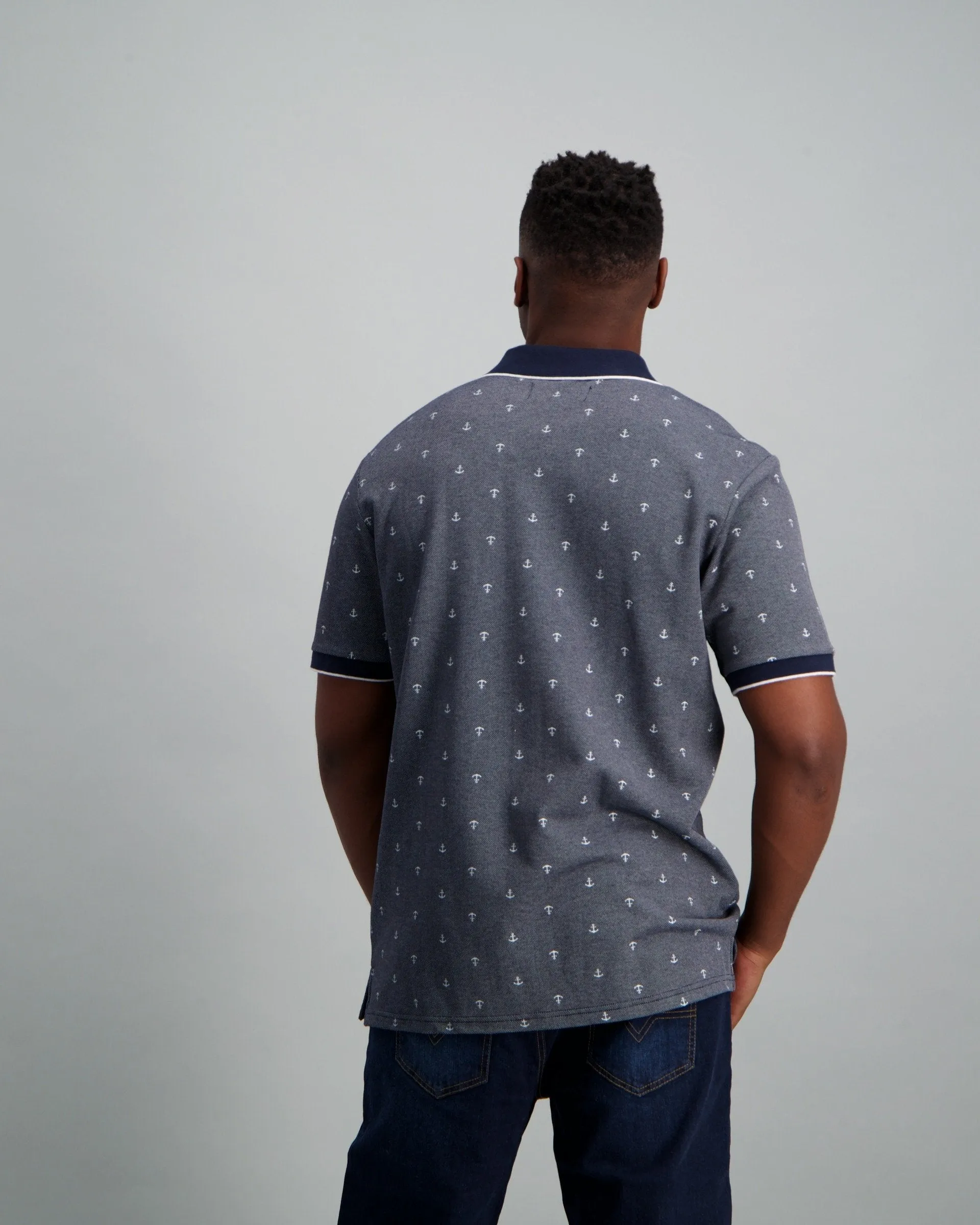 Mens - Anchor Print Golfer - Navy