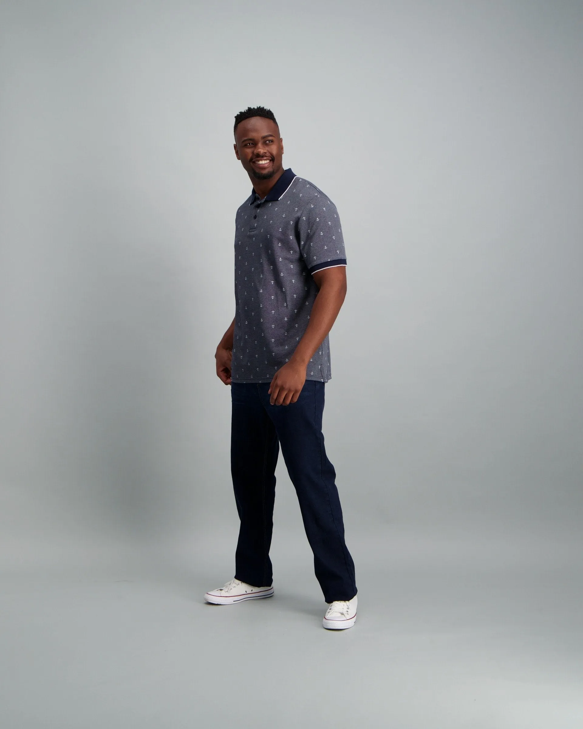 Mens - Anchor Print Golfer - Navy