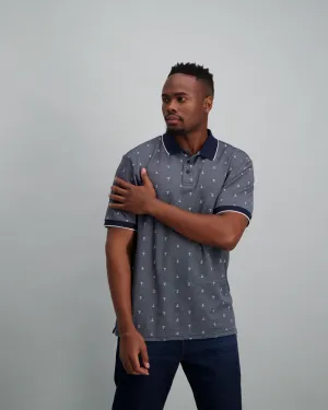 Mens - Anchor Print Golfer - Navy