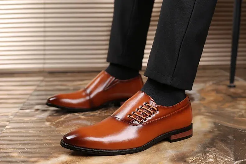 Men's Business Shoes - Leather Lace-up Oxfords