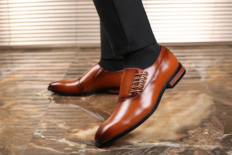 Men's Business Shoes - Leather Lace-up Oxfords