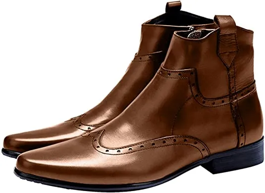 Men's Classic Wingtip Chelsea Boots Black Brown