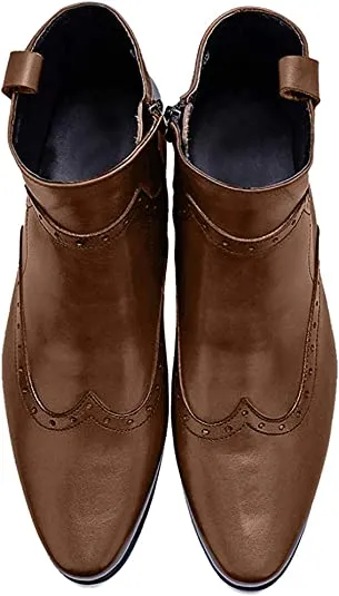 Men's Classic Wingtip Chelsea Boots Black Brown