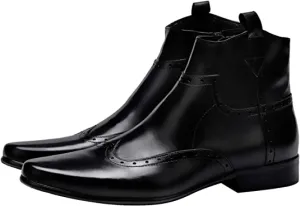 Men's Classic Wingtip Chelsea Boots Black Brown