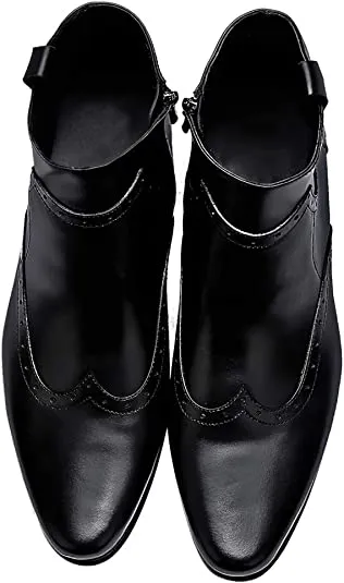 Men's Classic Wingtip Chelsea Boots Black Brown