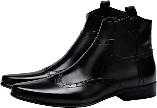 Men's Classic Wingtip Chelsea Boots Black Brown
