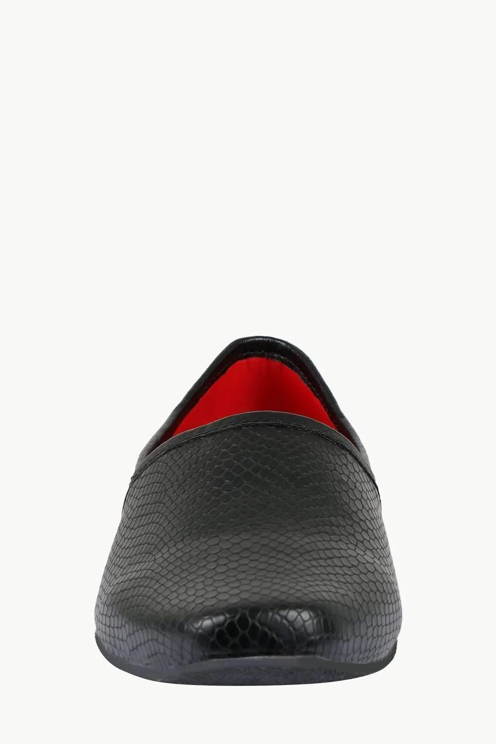 Men's Faux Leather Black Slip-On Juttis