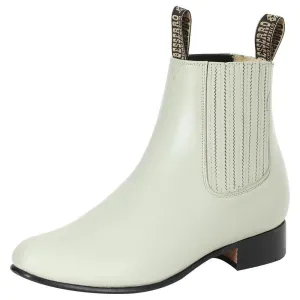 Men's Genuine Leather Classic Charro Ankle Boots 'El Besserro' Bone Color 201