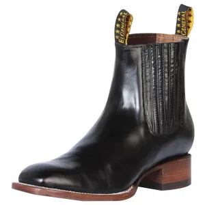Men's Genuine Leather Classic Cowboy Ankle Boots 'The General' Black Color 41497