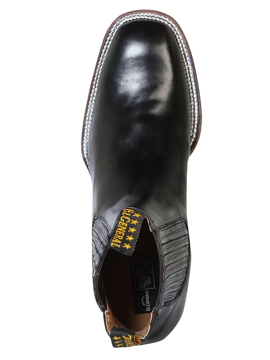 Men's Genuine Leather Classic Cowboy Ankle Boots 'The General' Black Color 41497