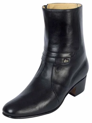 Men's Goat Leather Side Zipper Classic Dress Boots 'El Besserro' Black Color 199