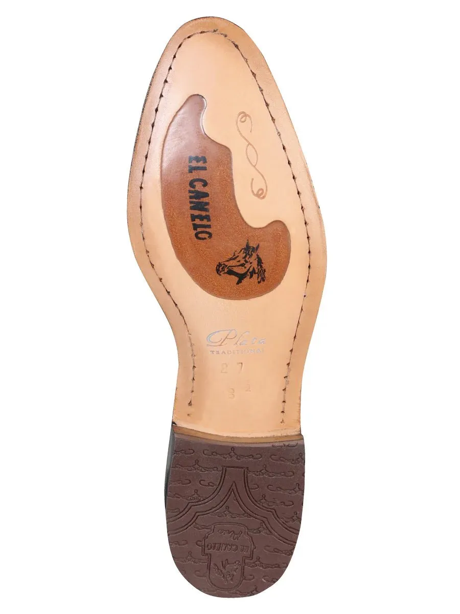 Men's Nubuck Leather Classic Charro Ankle Boots 'El Canelo' Natural Color 229