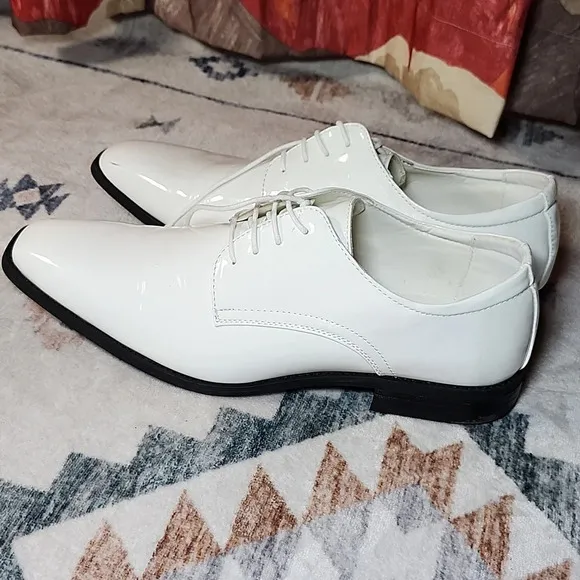 Mens White Oxford Tuxedo Shoes sz 14