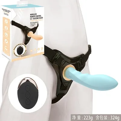 MK6801 WIRELESS REMOTE CONTROL 5.5" SILICONE DILDO STRAP ON HARNESS