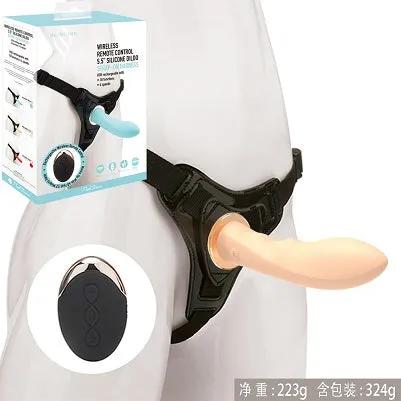 MK6801 WIRELESS REMOTE CONTROL 5.5" SILICONE DILDO STRAP ON HARNESS