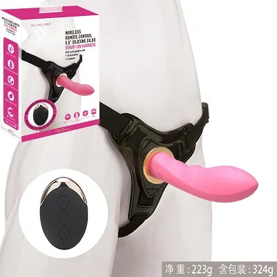 MK6801 WIRELESS REMOTE CONTROL 5.5" SILICONE DILDO STRAP ON HARNESS