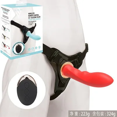 MK6801 WIRELESS REMOTE CONTROL 5.5" SILICONE DILDO STRAP ON HARNESS