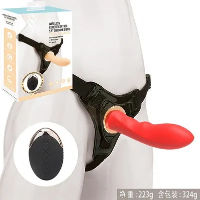 MK6801 WIRELESS REMOTE CONTROL 5.5" SILICONE DILDO STRAP ON HARNESS