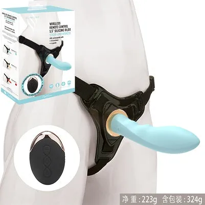 MK6801 WIRELESS REMOTE CONTROL 5.5" SILICONE DILDO STRAP ON HARNESS