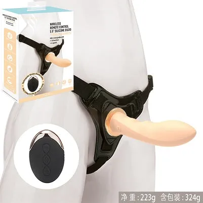 MK6801 WIRELESS REMOTE CONTROL 5.5" SILICONE DILDO STRAP ON HARNESS