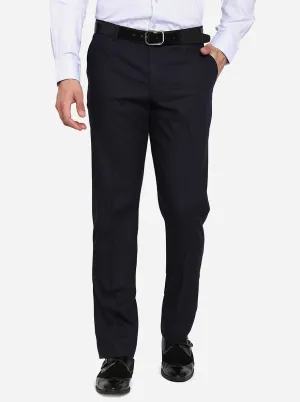 Navy Blue Solid Classic Fit Formal Trouser | Greenfibre