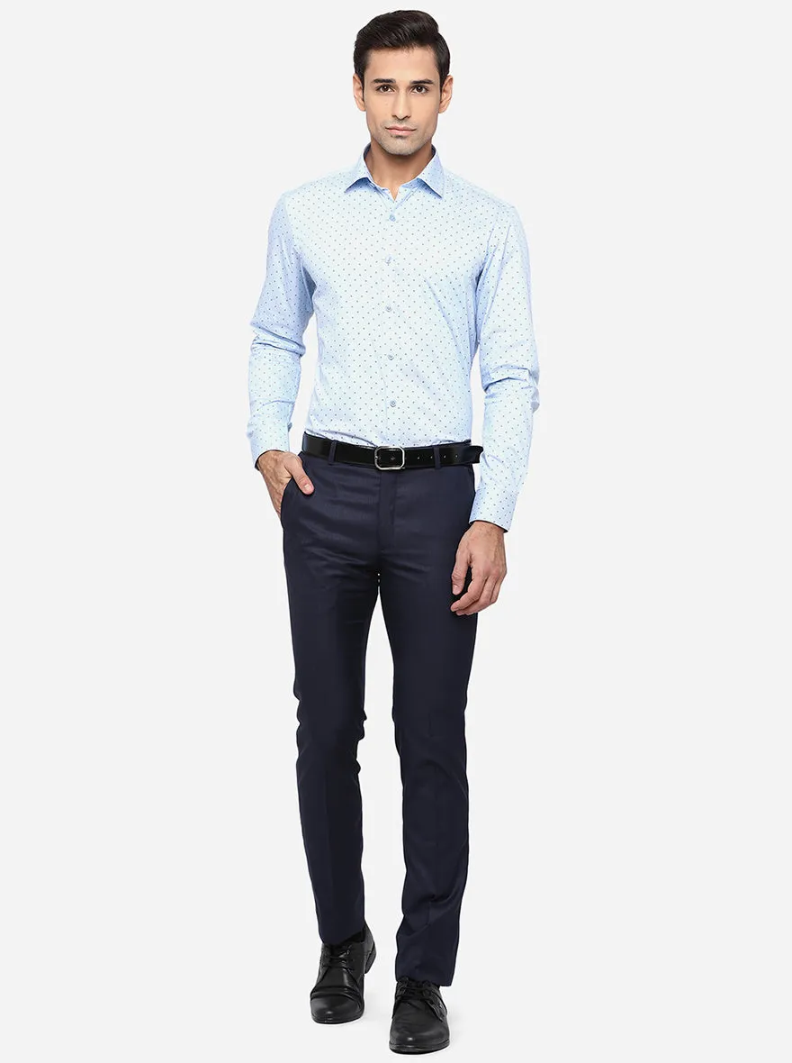 Navy Blue Solid Slim Fit Formal Trouser | Greenfibre