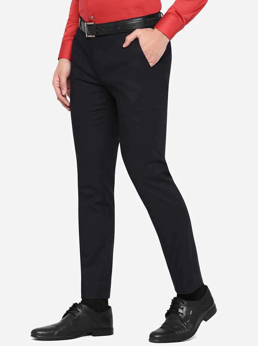 Navy Blue Solid Super Slim Fit Formal Trouser | JadeBlue