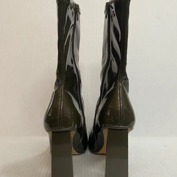 New Aldo Fidella Faux Patent Leather AnkleBootie Olive Green Size 9 $140MSRP