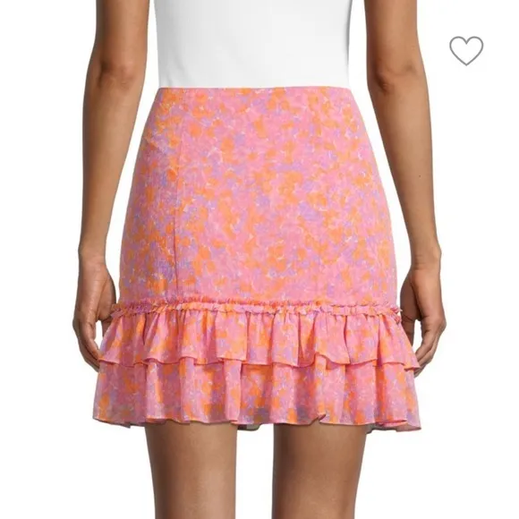 NEW Barbie LIKELY Kenzie Pink Mini Skirt Pink Orange Purple Neon Floral ruffle 8