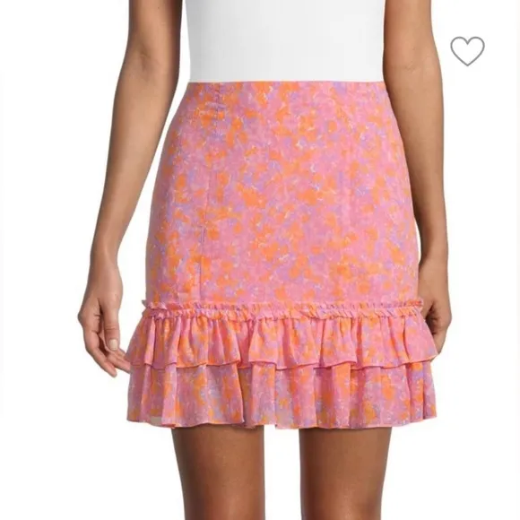 NEW Barbie LIKELY Kenzie Pink Mini Skirt Pink Orange Purple Neon Floral ruffle 8