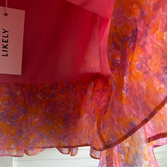 NEW Barbie LIKELY Kenzie Pink Mini Skirt Pink Orange Purple Neon Floral ruffle 8