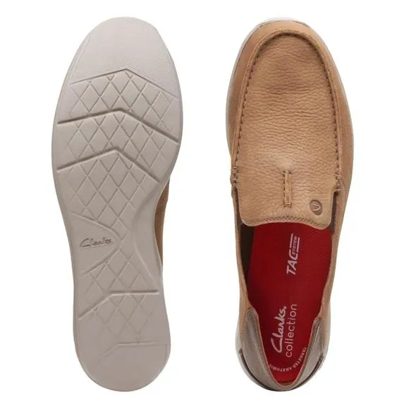 NEW CLARKS men's gorwin step loafer in dark sand