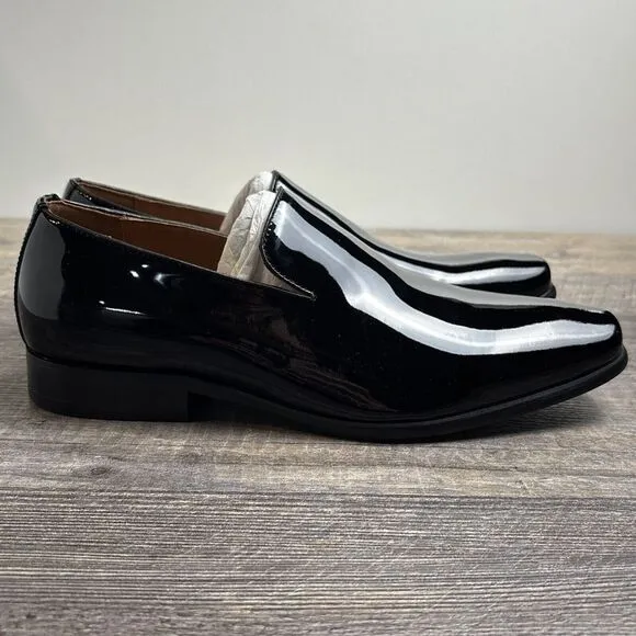 NEW Florsheim‎ Postino Black Patent Leather Plain Toe Slip On Men's Size 7 EEE