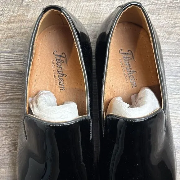 NEW Florsheim‎ Postino Black Patent Leather Plain Toe Slip On Men's Size 7 EEE