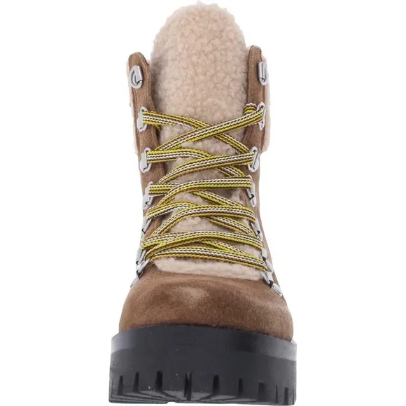 NEW Steve Madden Womens Aniko Ankle Boots Zipper Lace Up Chestnut Suede NIB