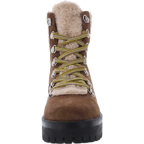 NEW Steve Madden Womens Aniko Ankle Boots Zipper Lace Up Chestnut Suede NIB