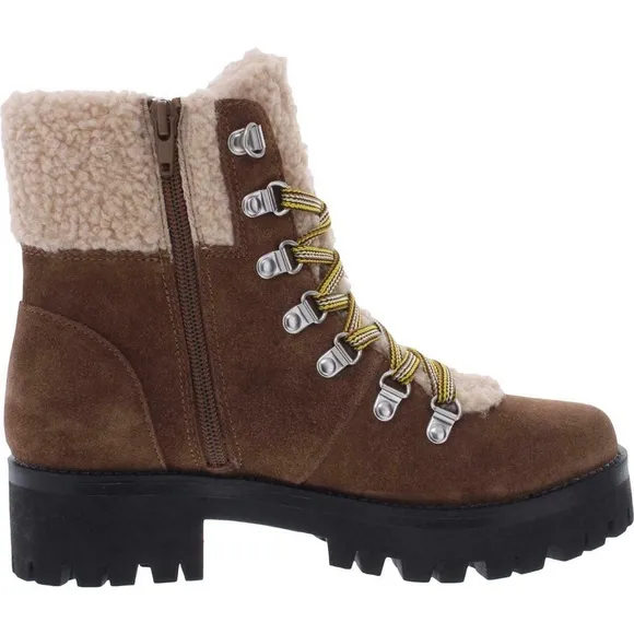 NEW Steve Madden Womens Aniko Ankle Boots Zipper Lace Up Chestnut Suede NIB