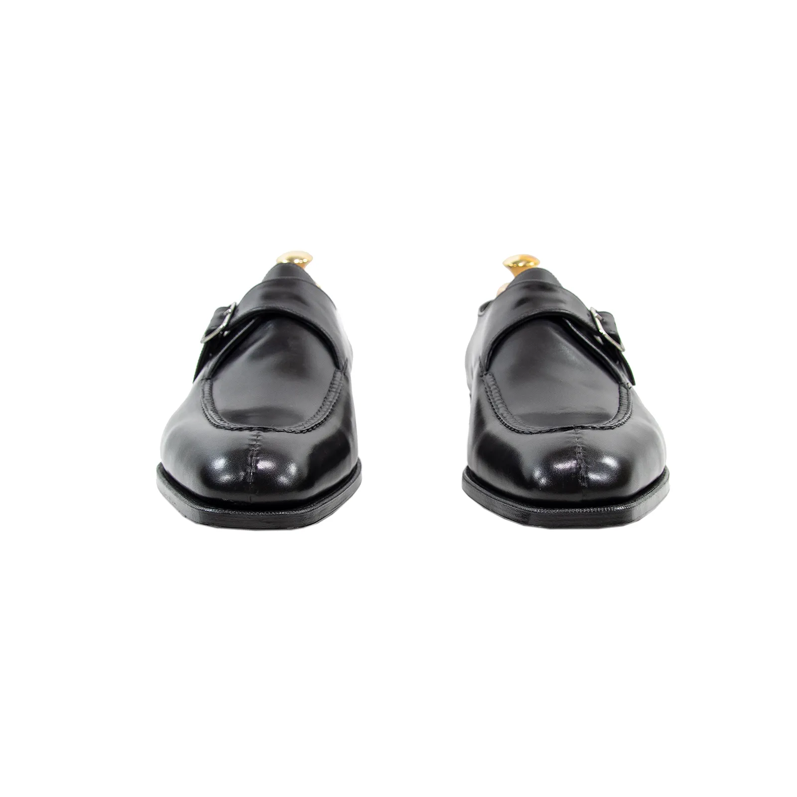 NIB $1585 Edward Green Ashby E888 Black Calfskin Split Toe Monk Strap Shoes   Trees