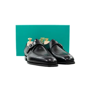 NIB $1585 Edward Green Ashby E888 Black Calfskin Split Toe Monk Strap Shoes   Trees