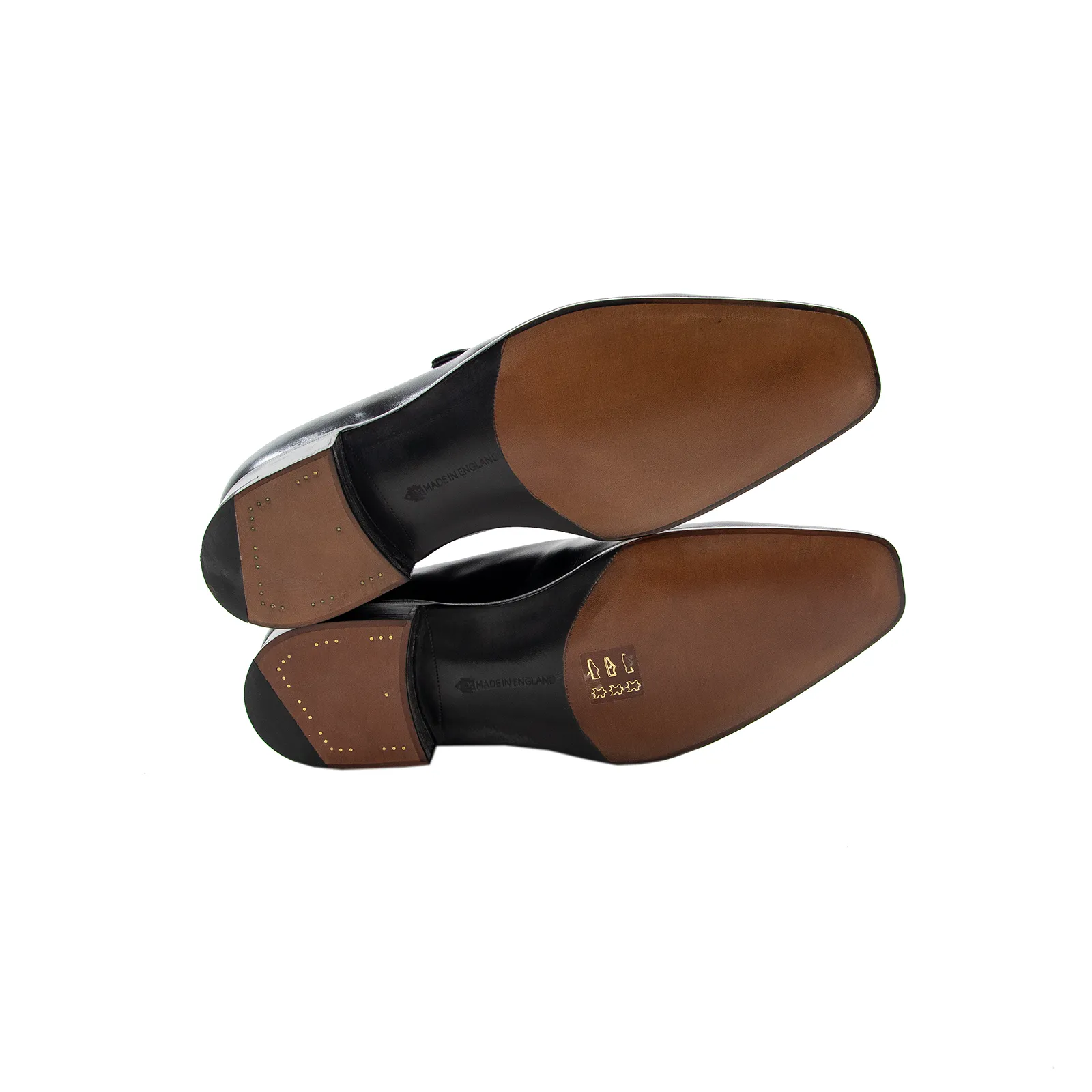 NIB $1585 Edward Green Ashby E888 Black Calfskin Split Toe Monk Strap Shoes   Trees