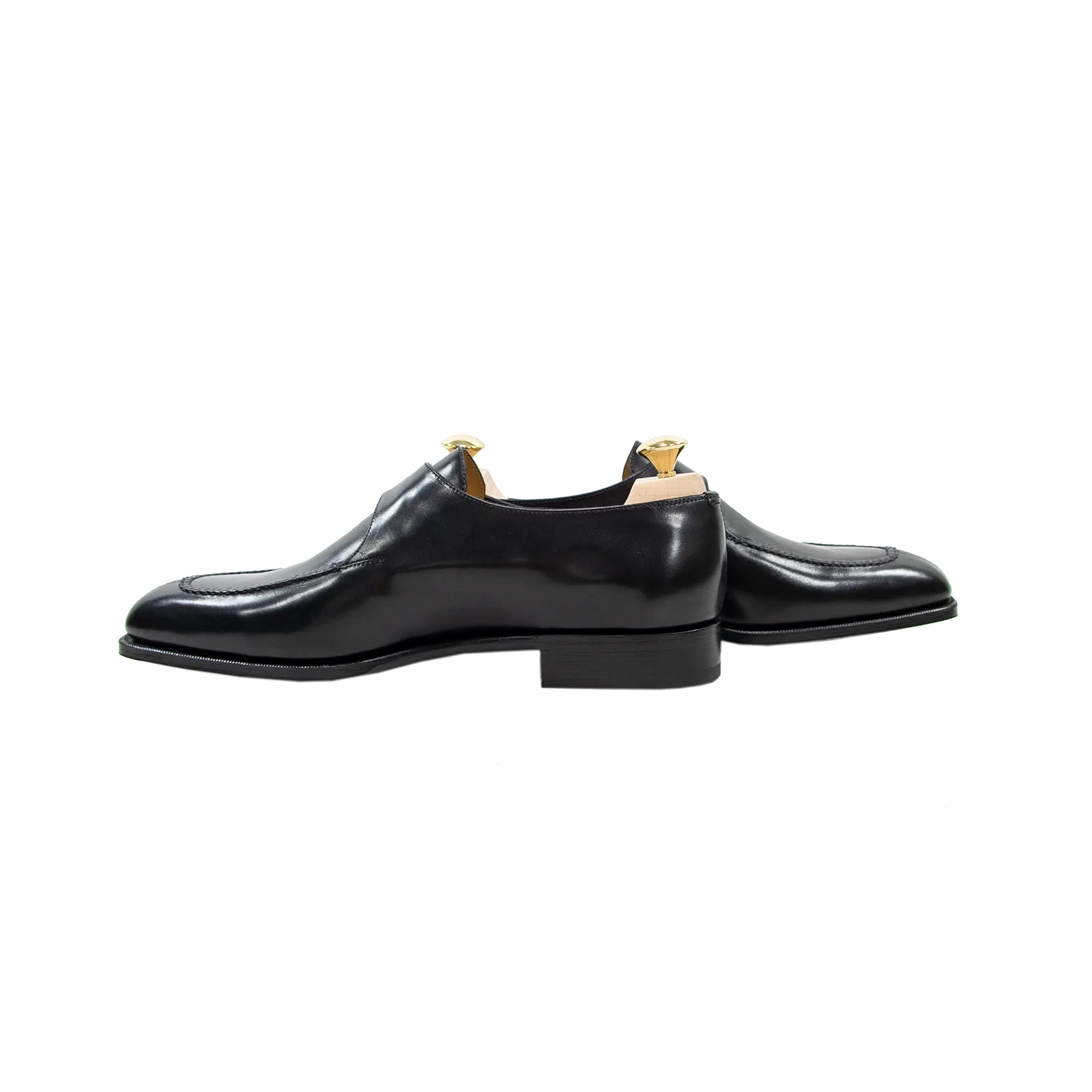 NIB $1585 Edward Green Ashby E888 Black Calfskin Split Toe Monk Strap Shoes   Trees