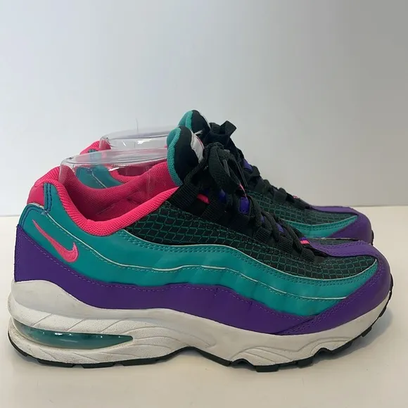 Nike Air Max 95 Now GS Size 5Y Sneakers Purple Pink Green Lace Up AV2289-300