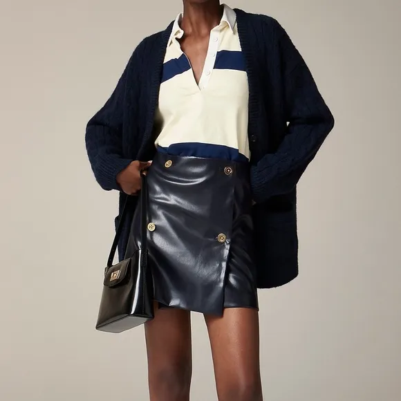NWT J Crew Mini Wrap Skirt In Faux Patent Leather Size 8