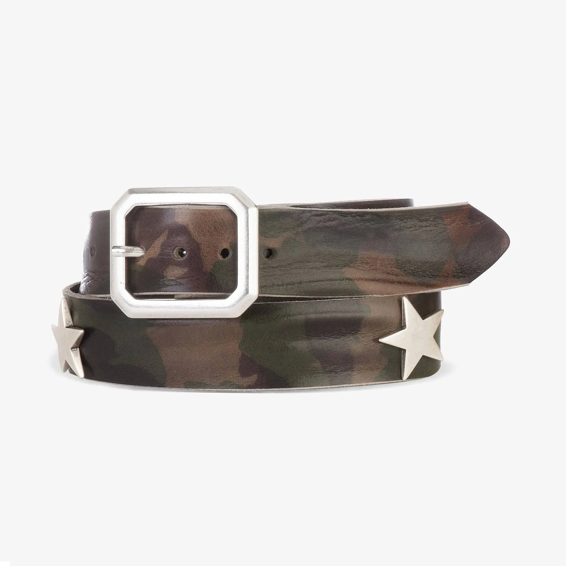 Olive Camo Skrunchy Leather Arno Belt