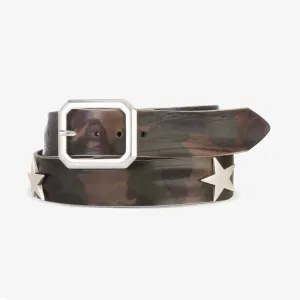 Olive Camo Skrunchy Leather Arno Belt