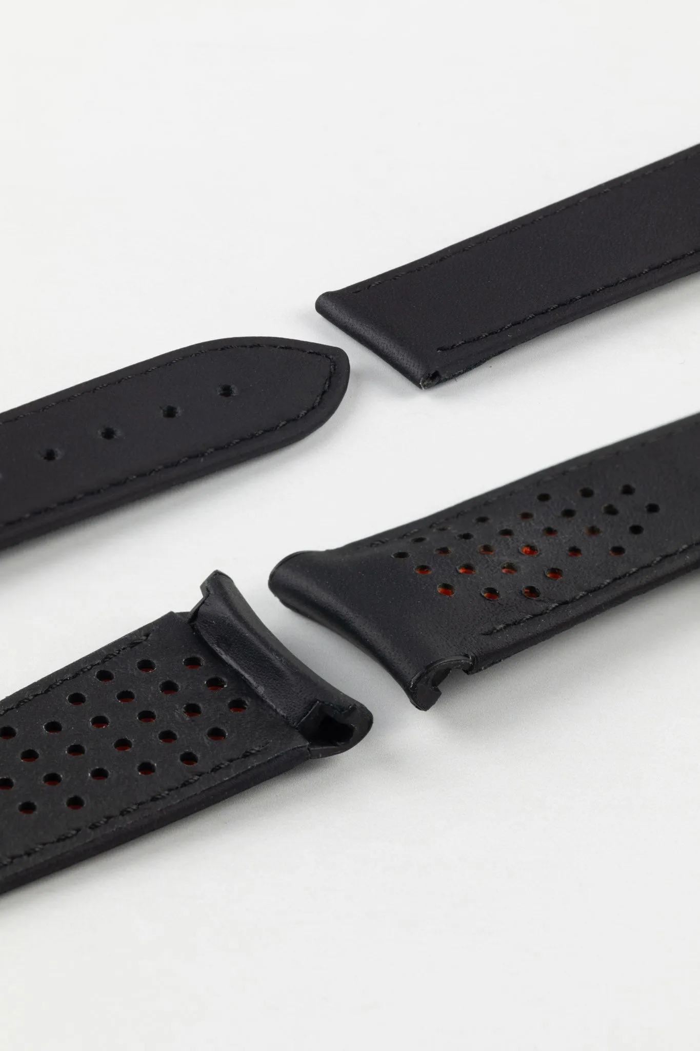 OMEGA Speedmaster Racing Leather Deployment Watch Strap in BLACK