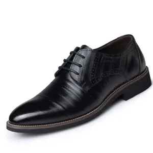 Oxford Shoes For Men Dress Shoes Genuine Leather Office Shoes Men Flats Zapatos Hombre Black Mens Oxfords BRM-276
