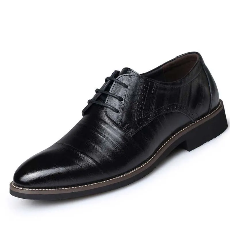 Oxford Shoes For Men Dress Shoes Genuine Leather Office Shoes Men Flats Zapatos Hombre Black Mens Oxfords BRM-276