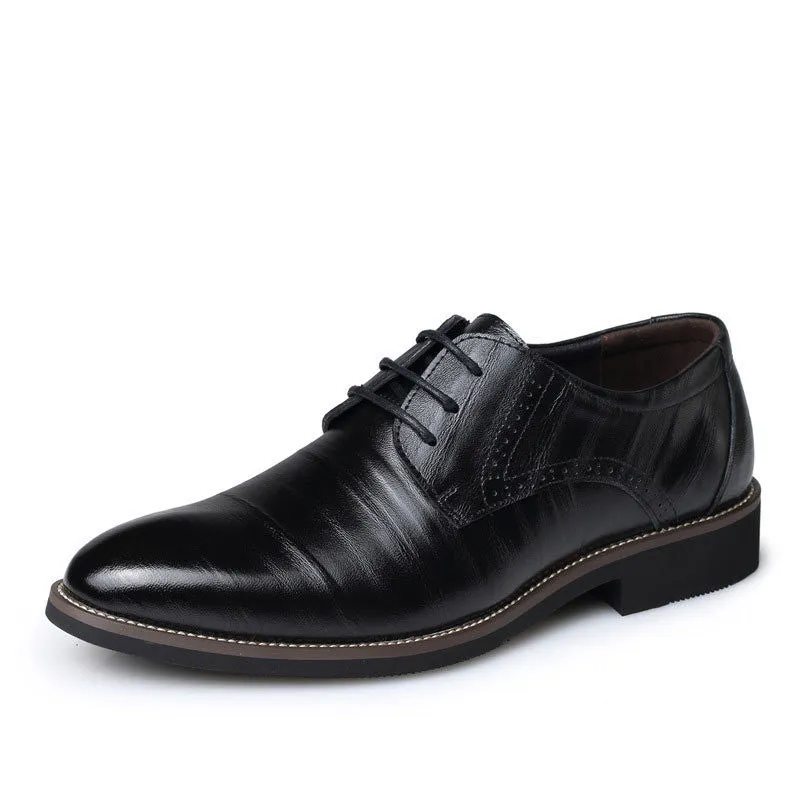 Oxford Shoes For Men Dress Shoes Genuine Leather Office Shoes Men Flats Zapatos Hombre Black Mens Oxfords BRM-276