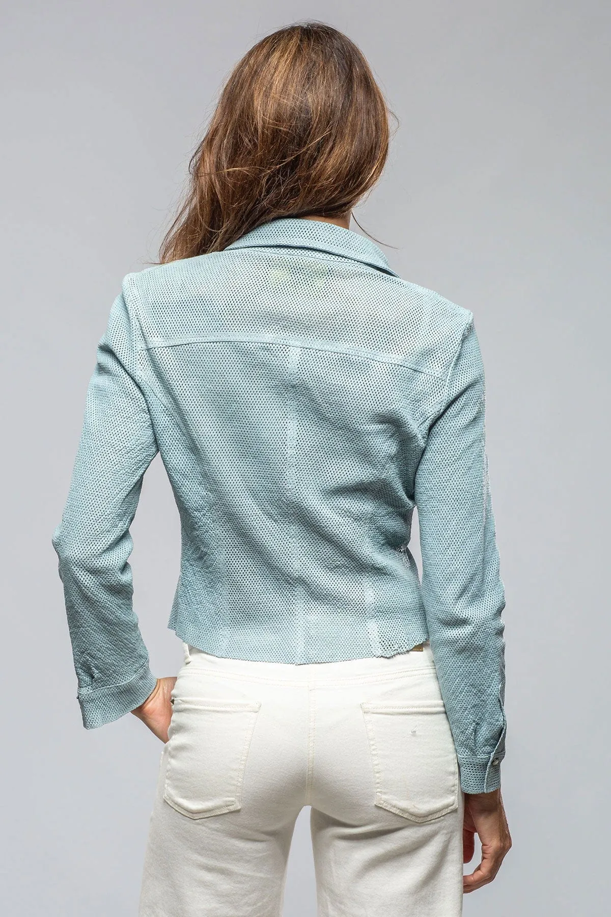 Pasadena Perforated Leather Shirt In Blue